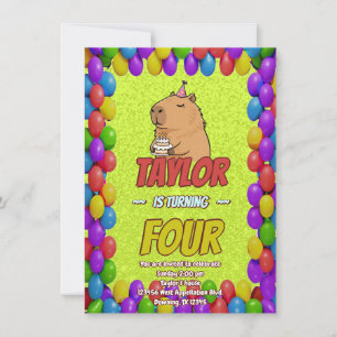 Tarjeta de Invitación de Cumpleaños de Capibara Ad