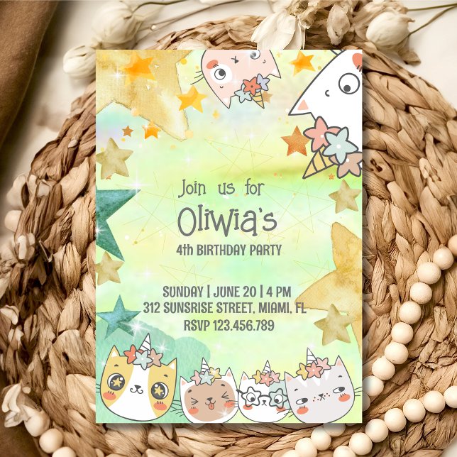 Tarjeta de invitación de cumpleaños de Caticorn Má (Subido por el creador)