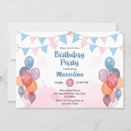 Tarjeta de invitación de cumpleaños de chica de gl