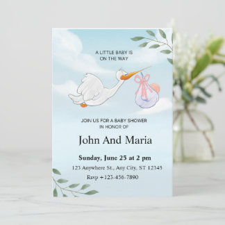 Tarjeta de Invitación de Cumpleaños de Cigüeña Ado