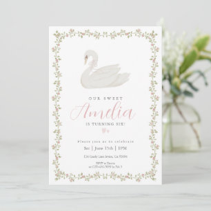 Tarjeta de Invitación de Cumpleaños de Cisne Coque