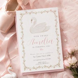Tarjeta de Invitación de Cumpleaños de Cisne Coque