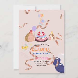tarjeta de invitación de cumpleaños de Cloudia