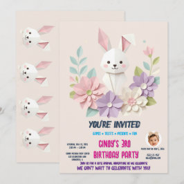 Tarjeta de Invitación de Cumpleaños de Conejito de