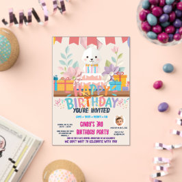 Tarjeta de Invitación de Cumpleaños de Conejito de