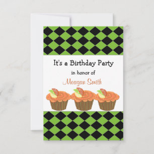 Tarjeta de Invitación de Cumpleaños de Cupcake Nar