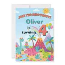 Tarjeta de Invitación de Cumpleaños de Dinosaurio