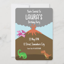 Tarjeta de invitación de cumpleaños de dinosaurio 