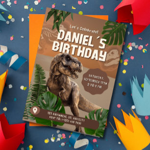 Tarjeta de Invitación de Cumpleaños de Dinosaurio 