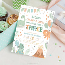 Tarjeta de Invitación de Cumpleaños de Dinosaurio 