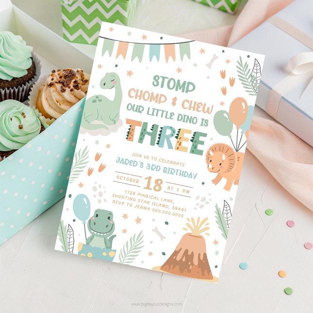 Tarjeta de Invitación de Cumpleaños de Dinosaurio  (Subido por el creador)