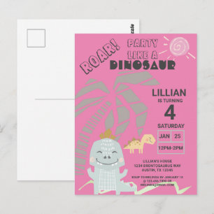 Tarjeta de Invitación de Cumpleaños de Dinosaurio