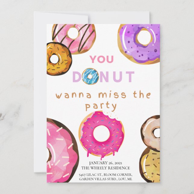 Tarjeta de invitación de cumpleaños de DoNut Grow  (Anverso)