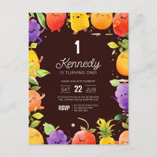 Tarjeta de Invitación de Cumpleaños de Frutas Lind