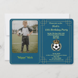 Tarjeta de invitación de cumpleaños de fútbol infa