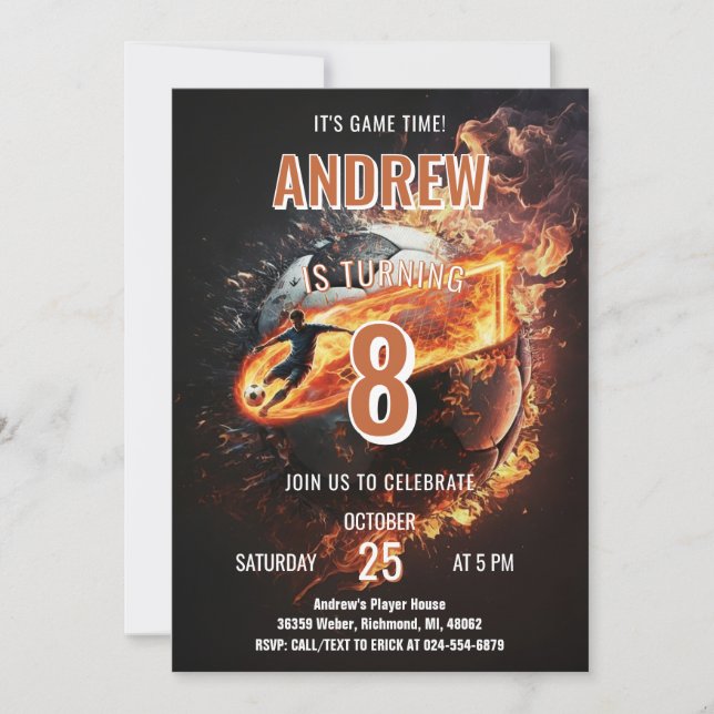 Tarjeta de invitación de cumpleaños de fútbol mini (Anverso)
