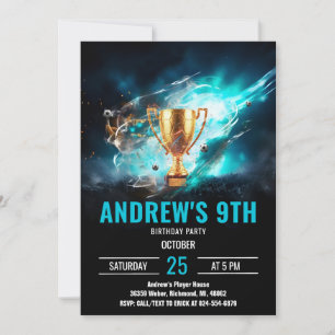 Tarjeta de invitación de cumpleaños de fútbol mini