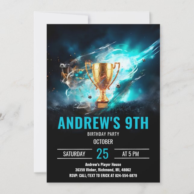 Tarjeta de invitación de cumpleaños de fútbol mini (Anverso)