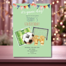 Tarjeta de invitación de cumpleaños de fútbol mono