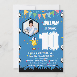 Tarjeta de invitación de cumpleaños de fútbol pers