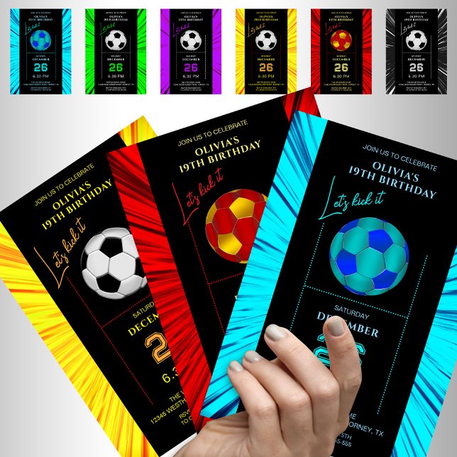 Tarjeta de invitación de cumpleaños de fútbol rojo (Subido por el creador)