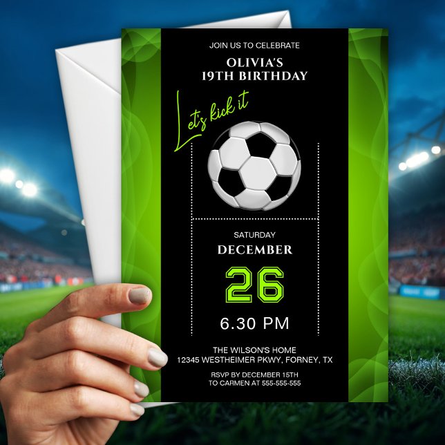 Tarjeta de Invitación de Cumpleaños de Fútbol Verd (Subido por el creador)
