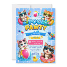 Tarjeta de Invitación de Cumpleaños de Gatitos en