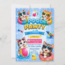 Tarjeta de Invitación de Cumpleaños de Gatitos en 