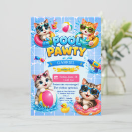 Tarjeta de Invitación de Cumpleaños de Gatitos en 