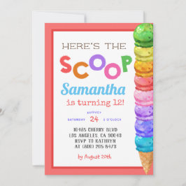 Tarjeta de Invitación de Cumpleaños de Helado Here