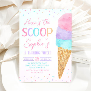 Tarjeta de Invitación de Cumpleaños de Helado Here