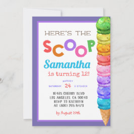 Tarjeta de Invitación de Cumpleaños de Helado Here