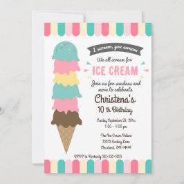 Tarjeta de invitación de cumpleaños de helado Todo