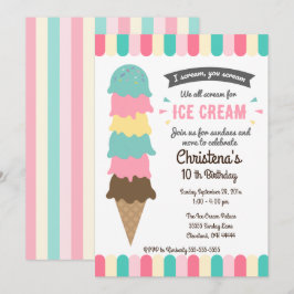 Tarjeta de invitación de cumpleaños de helado Todo