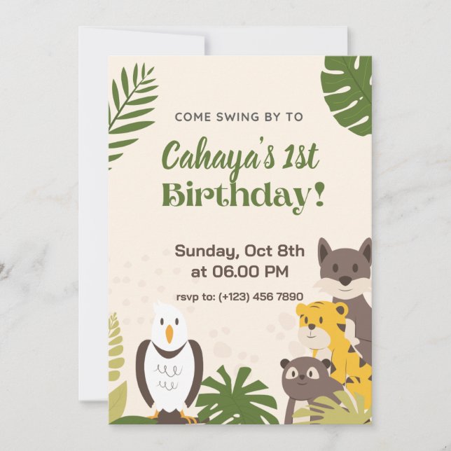 Tarjeta de invitación de cumpleaños de Ilustracion (Anverso)