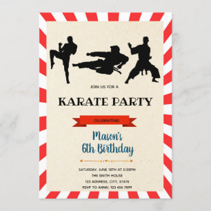 tarjeta de invitación de cumpleaños de karate boys