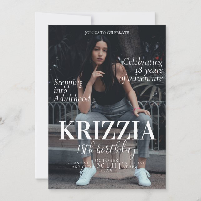 Tarjeta de invitación de cumpleaños de la portada  (Anverso)