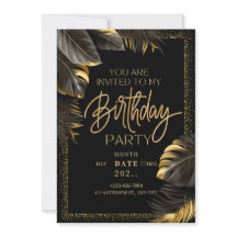 Tarjeta de Invitación de Cumpleaños de Lujo Oro Ne