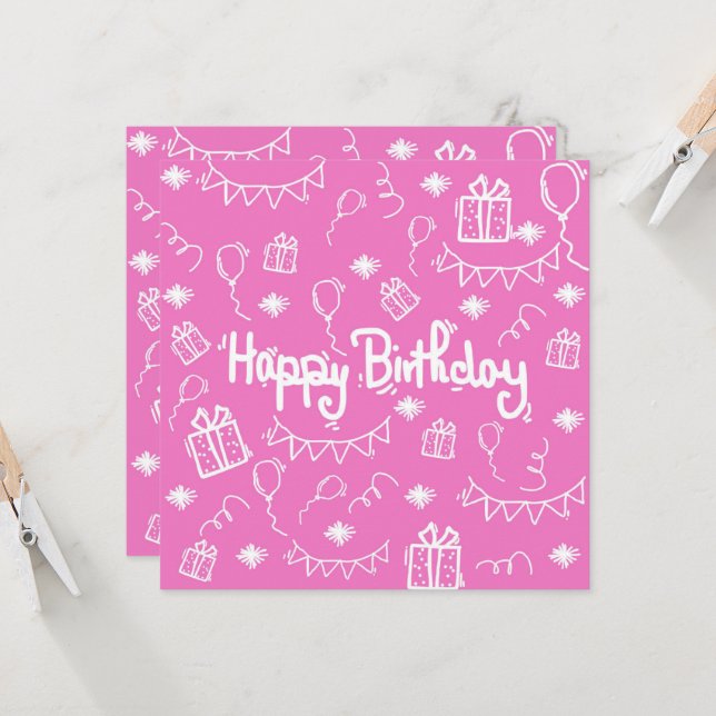 tarjeta de invitación de cumpleaños de mano (Anverso/Reverso In Situ)