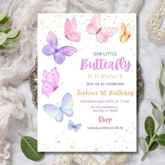 Tarjeta de Invitación de Cumpleaños de Mariposa, P (Subido por el creador)