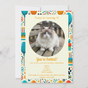 Tarjeta de invitación de cumpleaños de mascota per