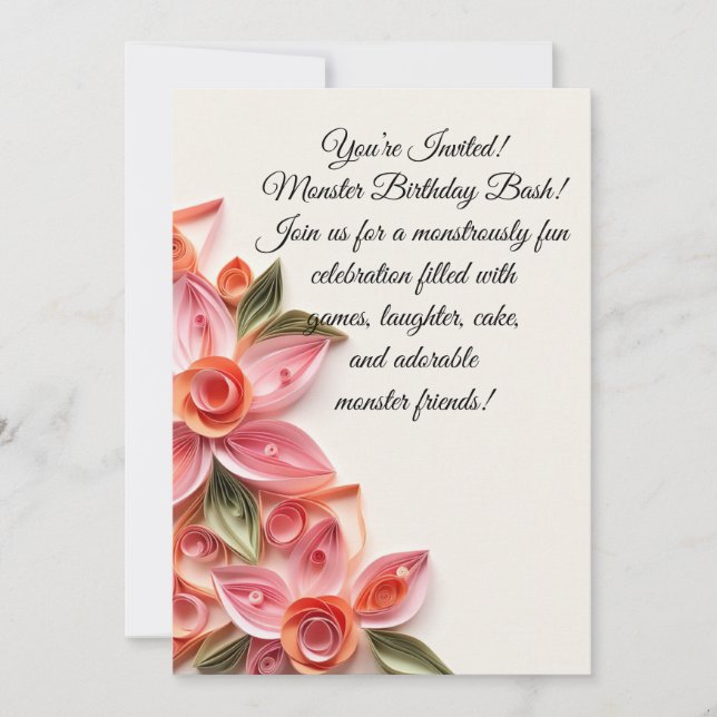 Tarjeta de invitación de cumpleaños de monstruo li (Anverso)