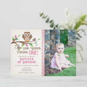 Tarjeta de invitación de cumpleaños de niña búho 5