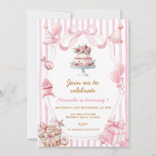 Tarjeta de invitación de cumpleaños de niña con la