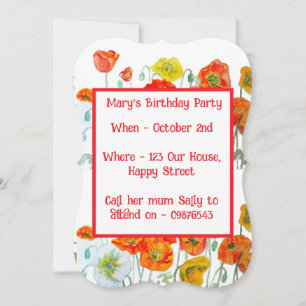 Tarjeta de invitación de cumpleaños de niña floral