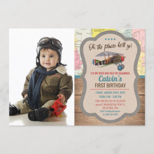 Tarjeta de invitación de cumpleaños de niño AVIÓN 