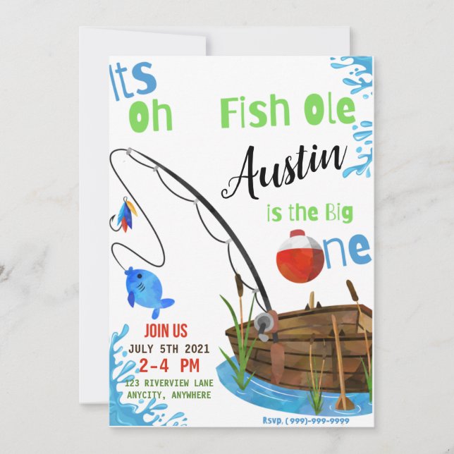 Tarjeta de invitación de cumpleaños de Oh FishOle (Anverso)