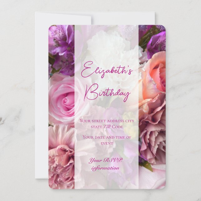Tarjeta de invitación de cumpleaños de orquídea ví (Anverso)