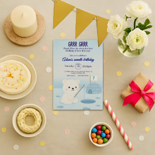 Tarjeta de invitación de cumpleaños de osito polar