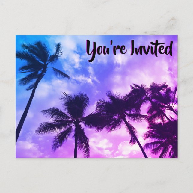 Tarjeta de invitación de cumpleaños de Palmas Trop (Anverso)